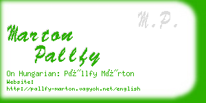 marton pallfy business card